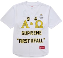 Supreme Alpha Omega Baseball Jersey White Supreme Alpha Omega Baseball Jersey White
