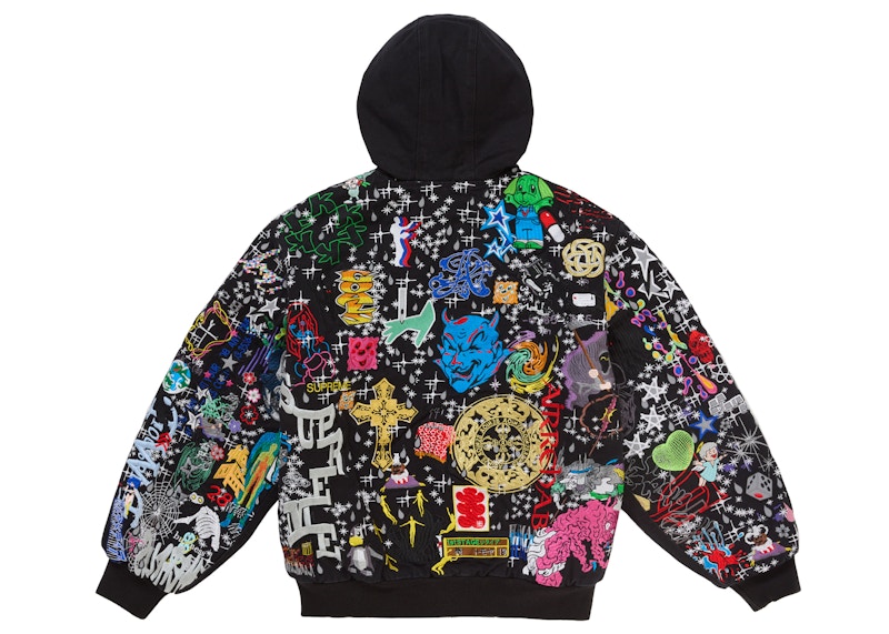 Supreme AOI Embroidered Hooded Work Jacket Black