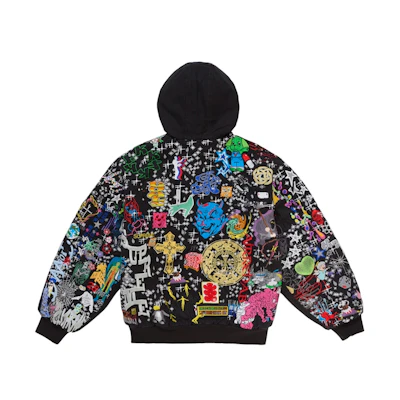 Supreme AOI Embroidered Hooded Work Jacket Black
