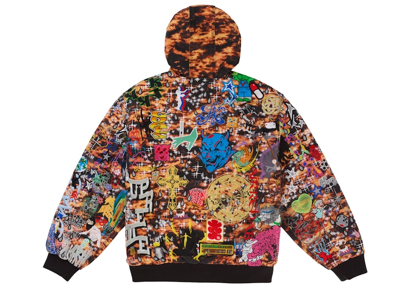 Supreme AOI Embroidered Hooded Work Jacket Flames