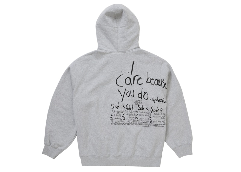 Order Supreme Aphex Twin Hoodie Zip Up Sweatshirt Kelabu Heather