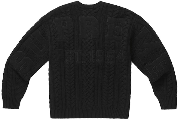 Supreme Appliqué Cable Knit Sweater Black - Novelship