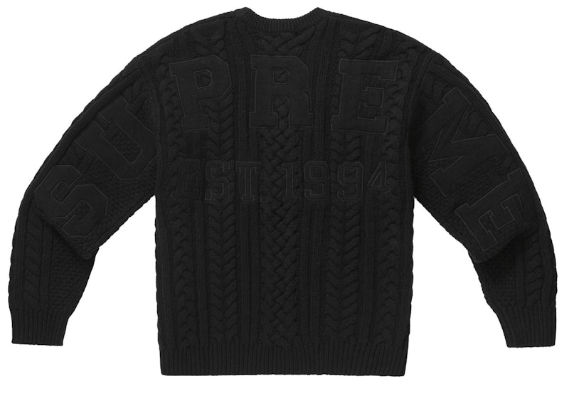 Order Supreme Appliqué Cable Knit Sweater Black