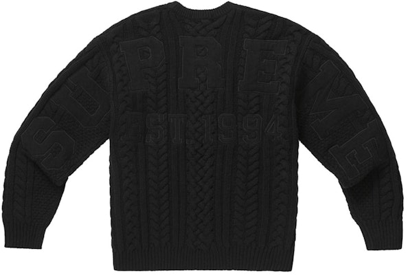 Supreme Appliqué Cable Knit Sweater Black Order Supreme Appliqué Cable Knit Sweater Black