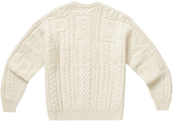 Supreme Appliqué Cable Knit Sweater Ivory Order Supreme Appliqué Cable Knit Sweater Ivory