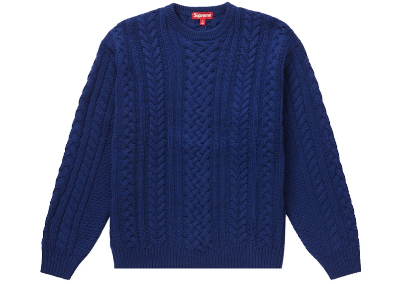 Supreme Appliqué Cable Knit Sweater Navy