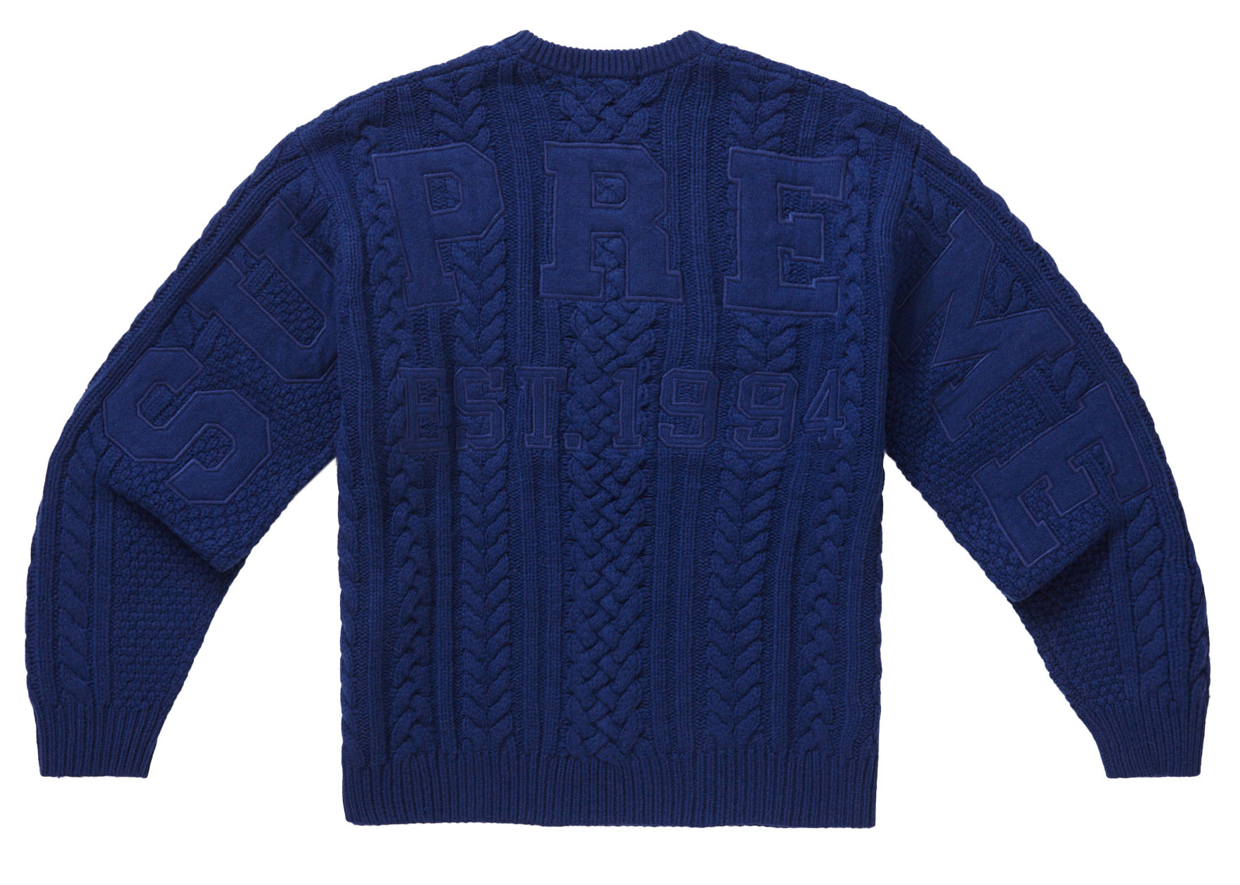 Supreme Appliqué Cable Knit Sweater Navyを購入 - Novelship