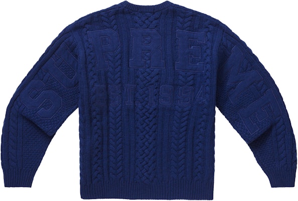 Supreme Appliqué Cable Knit Sweater Navy