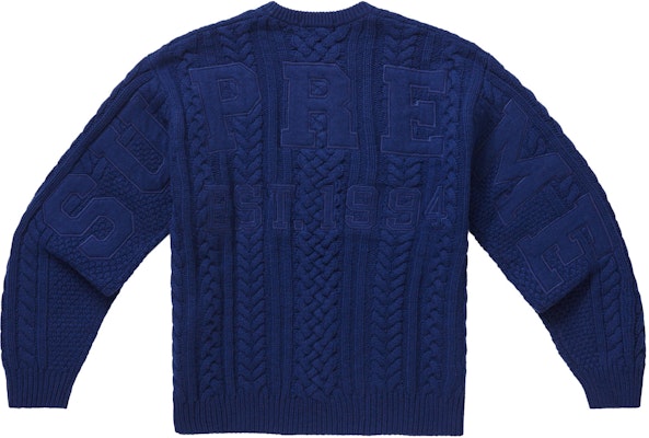 Supreme Appliqué Cable Knit Sweater Navy