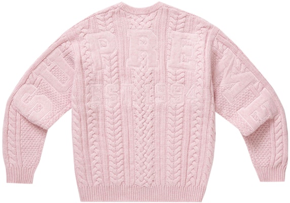 5万円即決可能ですSupreme Applique Cable Knit Sweater pink