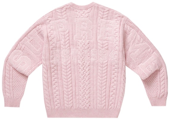 Supreme Appliqué Cable Knit Sweater Pink Order Supreme Appliqué Cable Knit Sweater Pink