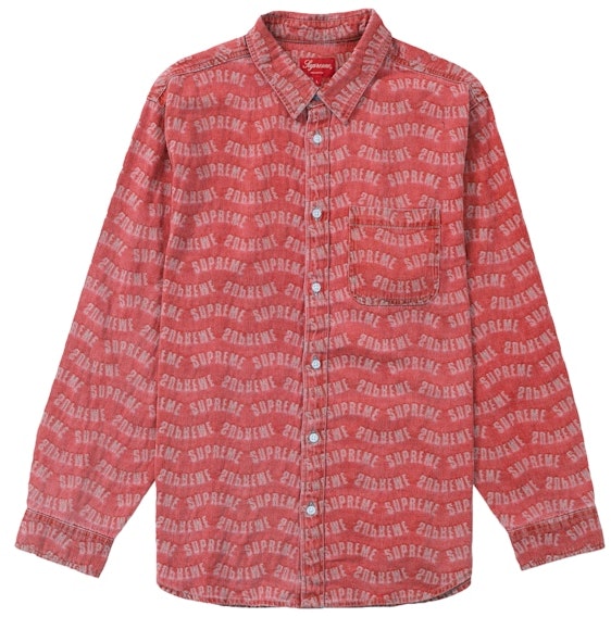 supreme-arc-jacquard-denim-shirt-red