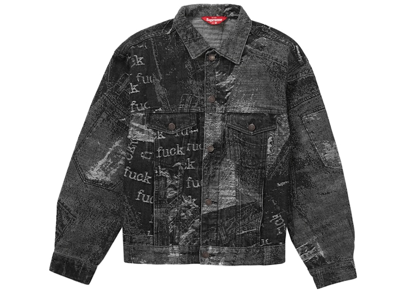 Supreme Archive Denim Jacquard Trucker Jacket Black