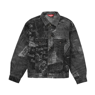 Supreme Archive Denim Jacquard Trucker Jacket Black