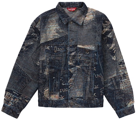 Supreme Archive Denim Jacquard Trucker Jacket Blue Buy Supreme Archive Denim Jacquard Trucker Jacket Blue