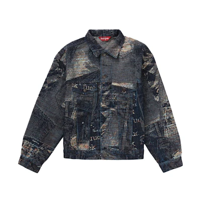 Supreme Archive Denim Jacquard Trucker Jacket Blue