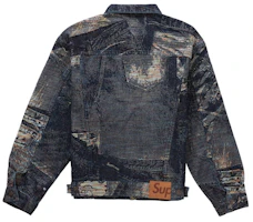 Order Supreme Archive Jaket Trucker Denim Jacquard Biru