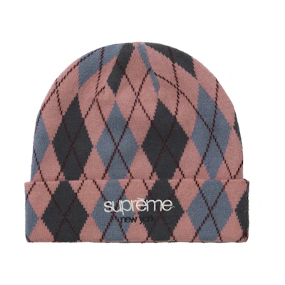 Supreme Argyle Cashmere Beanie Dusty Magenta