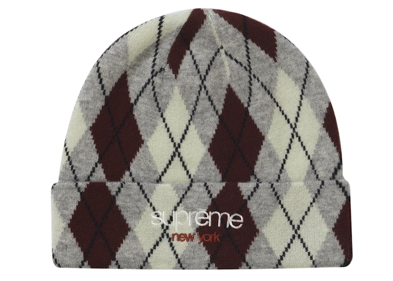 Buy Beanie Cashmere Argyle Supreme Abu-Abu