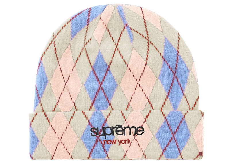 Buy Supreme 菱形格羊绒毛线帽 白色
