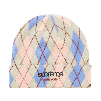 Supreme Argyle Cashmere Beanie White