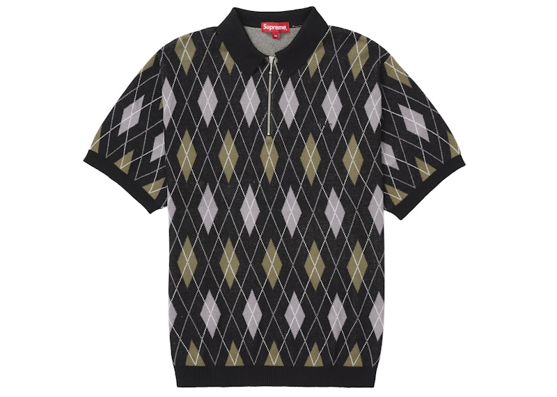 Supreme Argyle Zip Polo Black