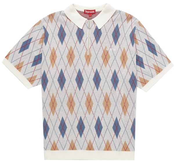 supreme-argyle-zip-polo-white