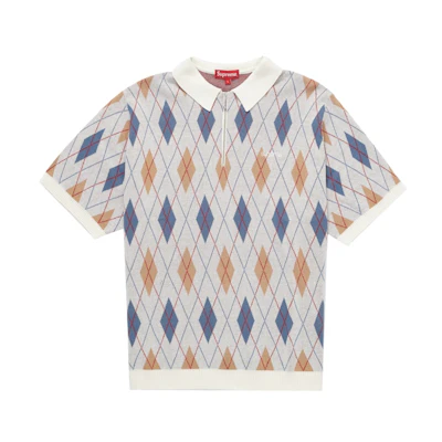 Supreme Argyle Zip Polo White