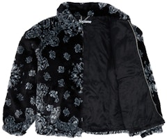 Supreme 黑色海盗头巾图案仿皮草飞行夹克 Order Supreme 黑色海盗头巾图案仿皮草飞行夹克