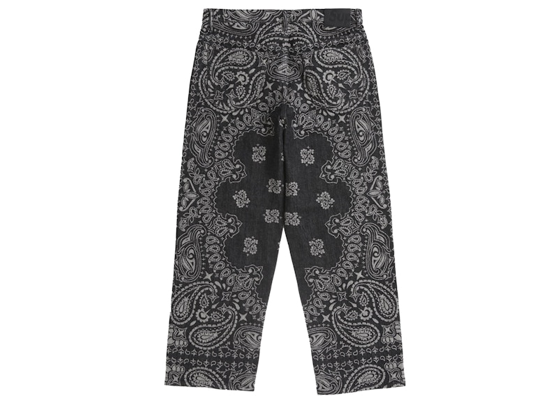 Order シュプリーム バンダナ ジャカード バギージーンズ ブラック