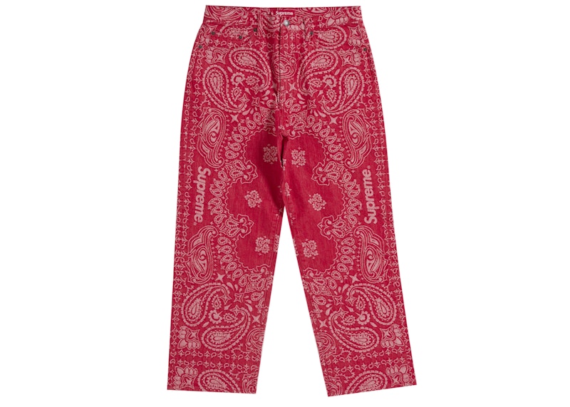 Supreme Bandana Jacquard Baggy Jean Red