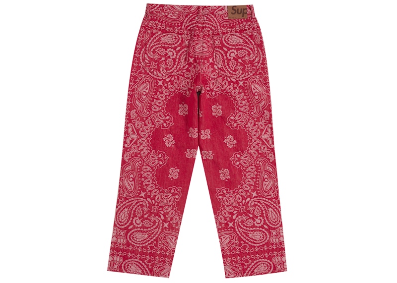 Order シュプリーム バンダナ ジャカード バギージーンズ レッド