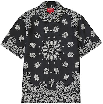 Supreme Bandana Silk S/S Shirt Black Buy Supreme Bandana Silk S/S Shirt Black