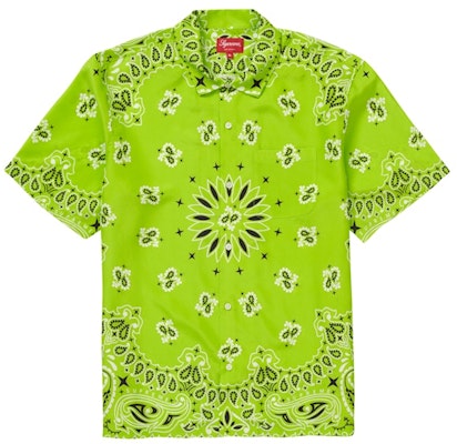 Supreme Bandana Silk S/S Shirt Bright Green Buy Supreme Bandana Silk S/S Shirt Bright Green