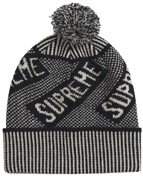 supreme-banner-beanie-black