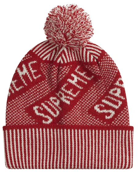 supreme-banner-beanie-red