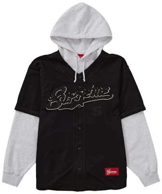Sudadera con Capucha Tipo Jersey de Béisbol Supreme Negra Buy Sudadera con Capucha Tipo Jersey de Béisbol Supreme Negra