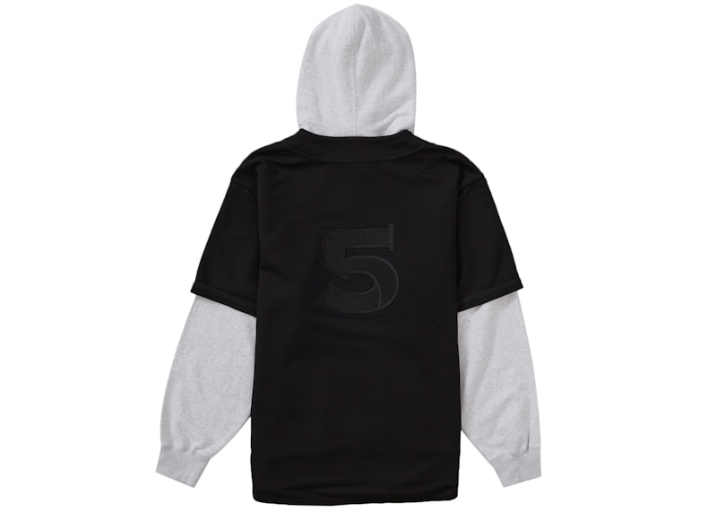 Supreme Baseball Jersey Hooded Sweatshirt Black 圖 2