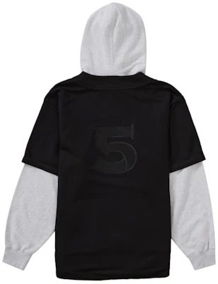 Sudadera con Capucha Tipo Jersey de Béisbol Supreme Negra Order Sudadera con Capucha Tipo Jersey de Béisbol Supreme Negra