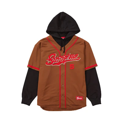 Supreme Baseball Jersey Hooded Sweatshirt Brown