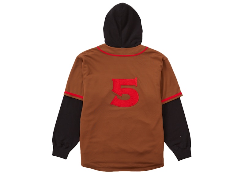 Supreme Baseball Jersey Hooded Sweatshirt Brown 圖 2