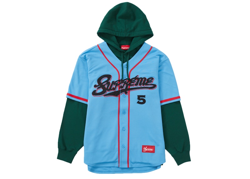 Buy Sweatshirt Hoodie Bisbol Supreme Warna Biru Muda