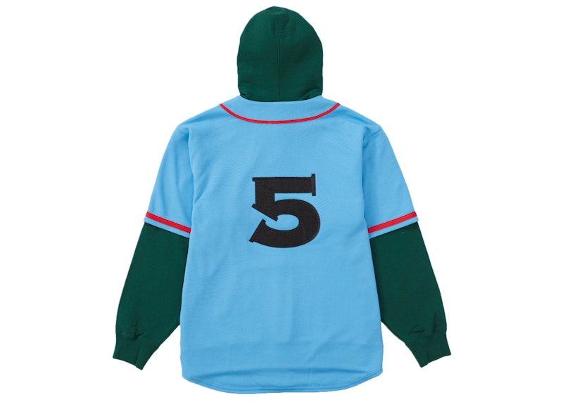 Supreme Baseball Jersey Hooded Sweatshirt Light Blue 圖 2