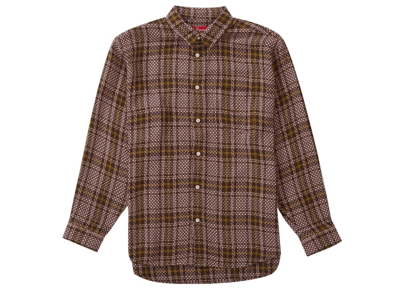Buy Supreme Basket Weave Plaid Shirt Brown
