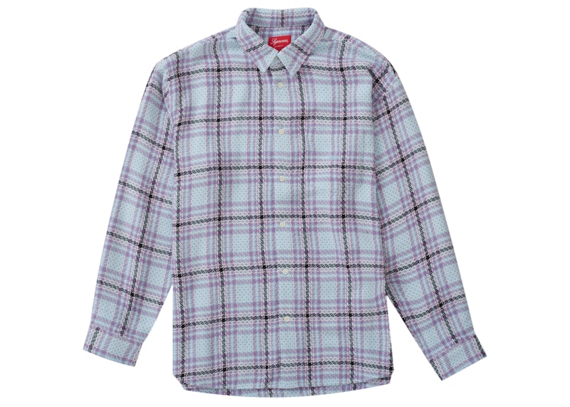 Buy Supreme Basket Weave Plaid Shirt Light Blue - Novelship