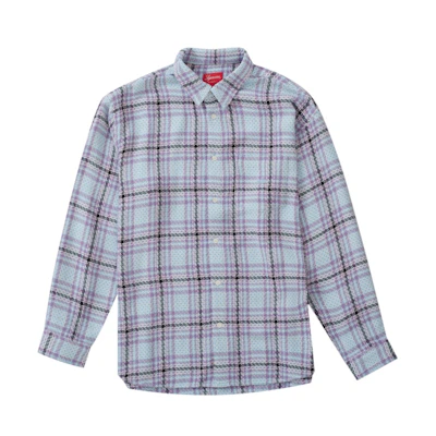 Supreme Basket Weave Plaid Shirt Light Blue