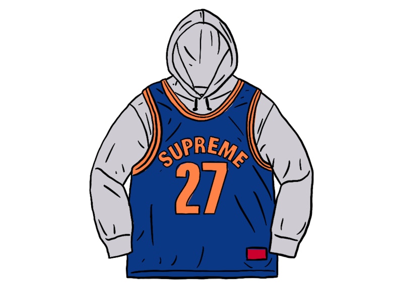 Buy Supreme Basketball Jersey Hooded Sweatshirt Ash Grey Novelship