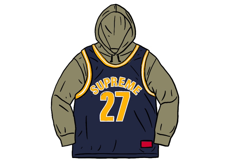 Supreme Basketball Jersey Hooded Sweatshirt Light Olive