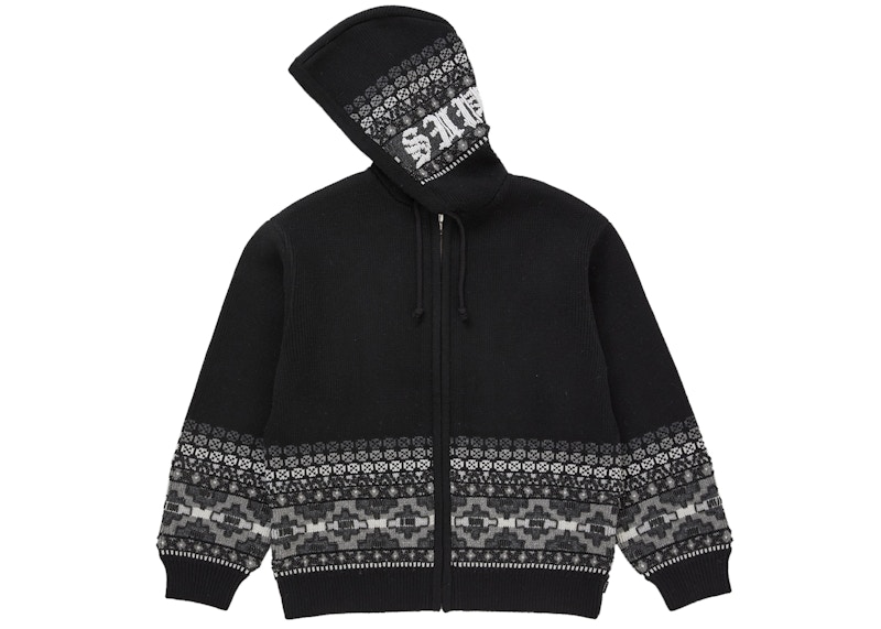 Supreme Beaded Zip Up Hooded Sweater Black