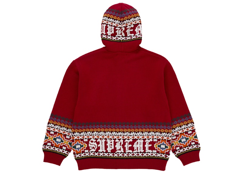 Supreme Beaded Zip Up Hooded Sweater Red 圖 2